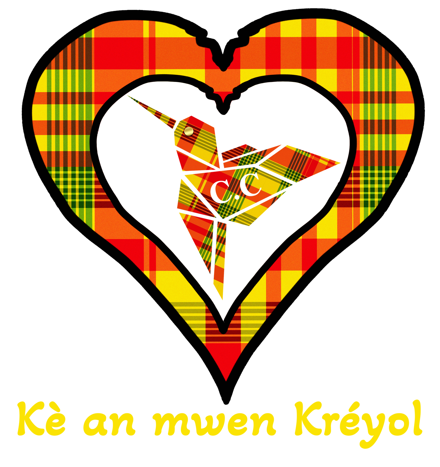 Tee-shirt col v Madras Kè an mwen