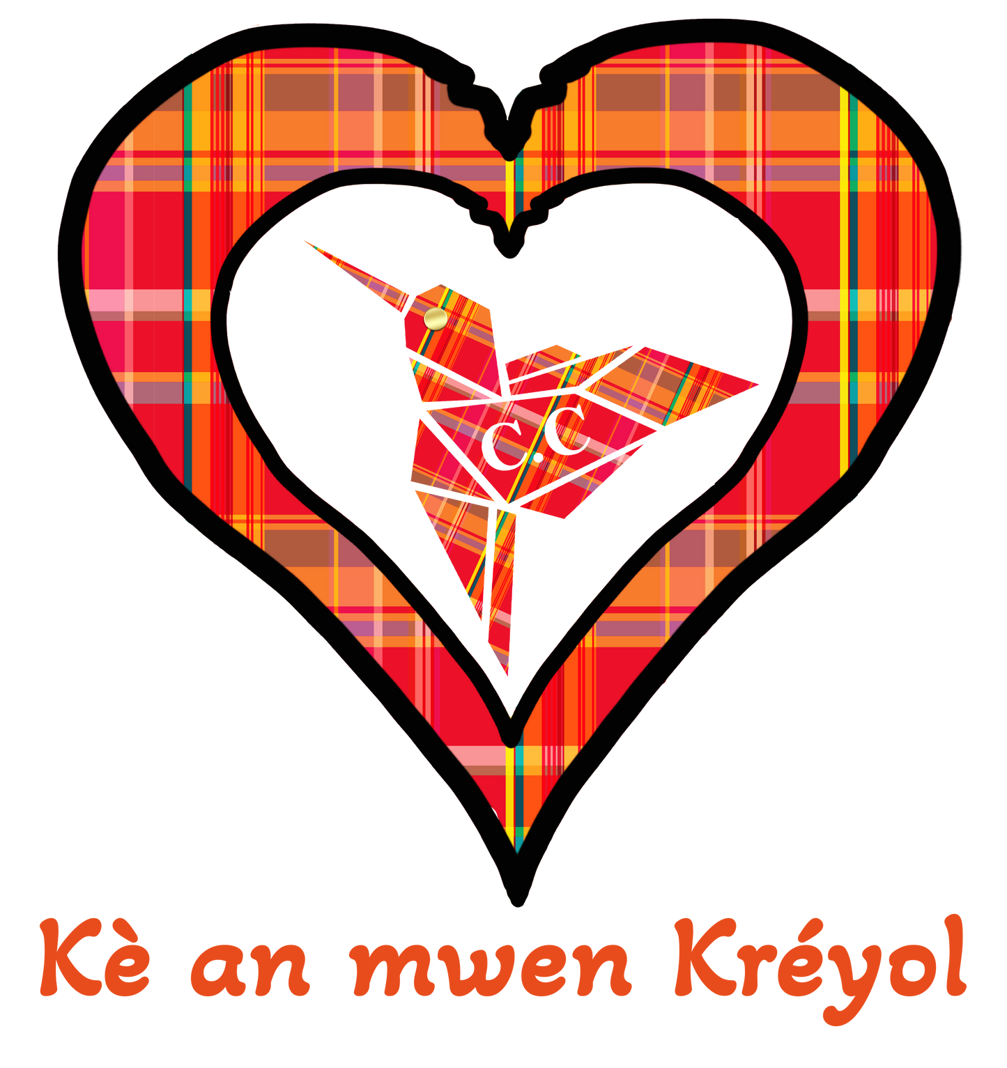 Tee-shirt col v Madras Kè an mwen