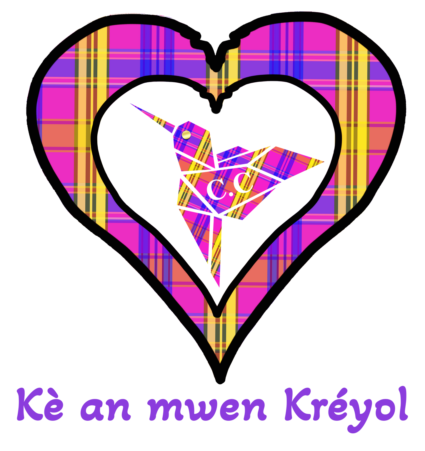 Tee-shirt col v Madras Kè an mwen