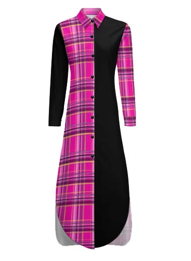 Robe Chemise Madras Framboise