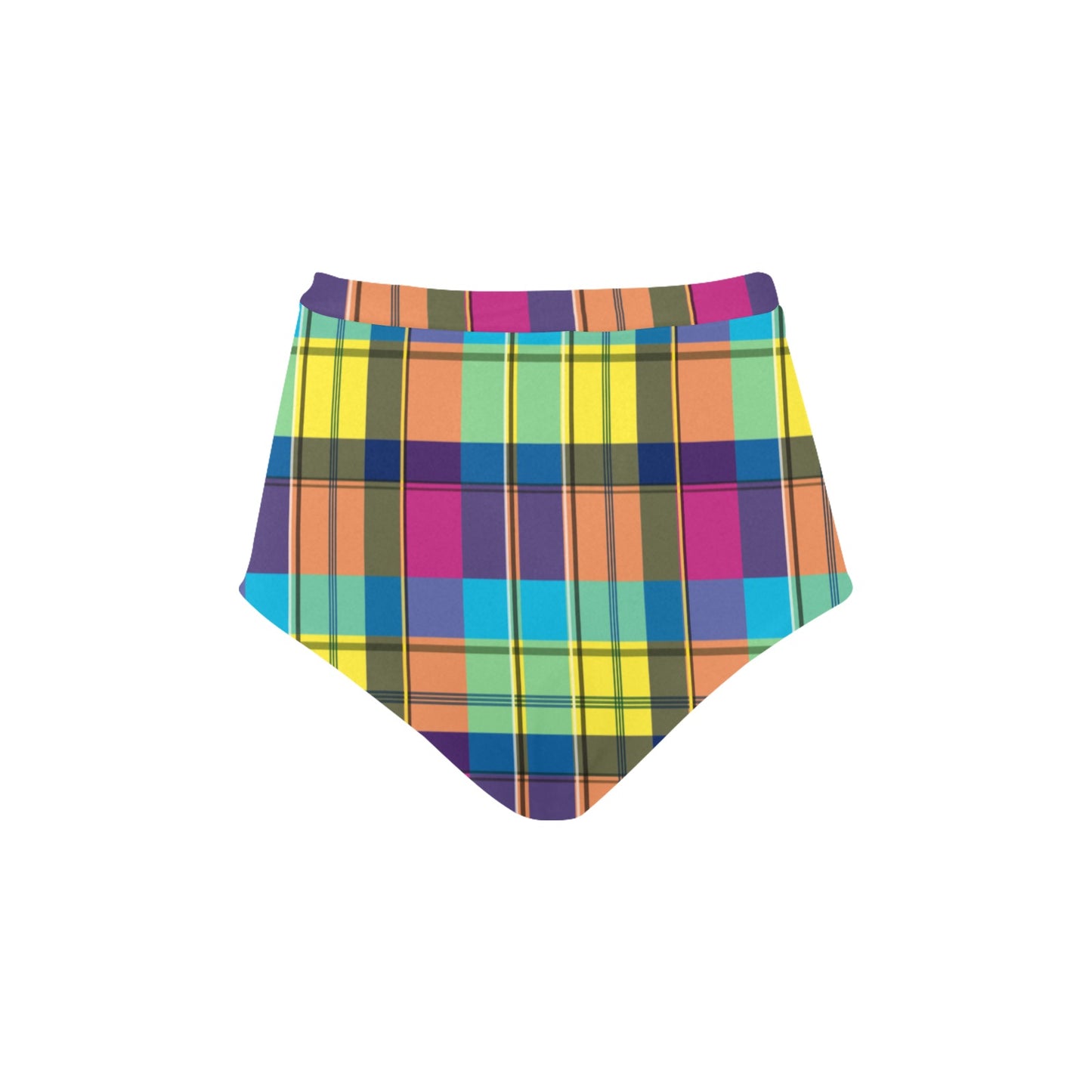 Bas bikini taille haute madras Arc en ciel