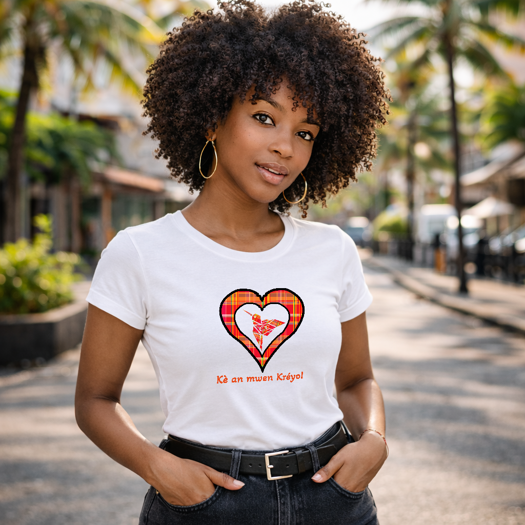 Tee-shirt col rond Madras Kè an mwen