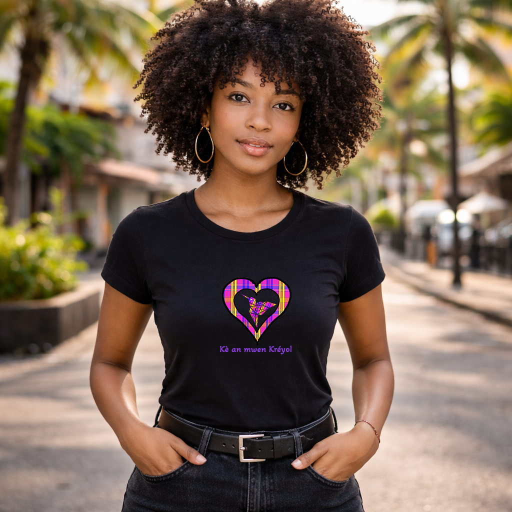 Tee-shirt col rond Madras Kè an mwen