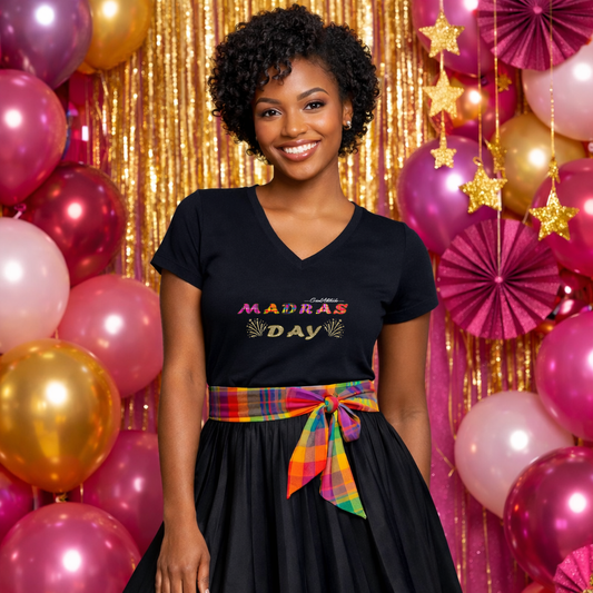 Tee-shirt Col v édition Madras Day by Créol'Attitude