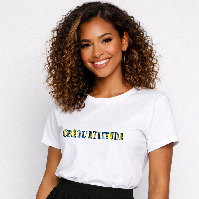 Tee-shirt blanc unisexe Créol'Attitude Madras