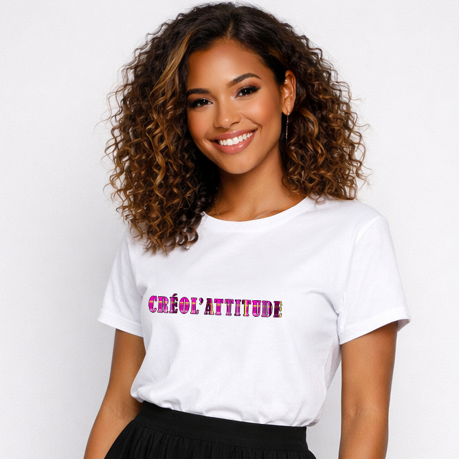 Tee-shirt blanc unisexe Créol'Attitude Madras