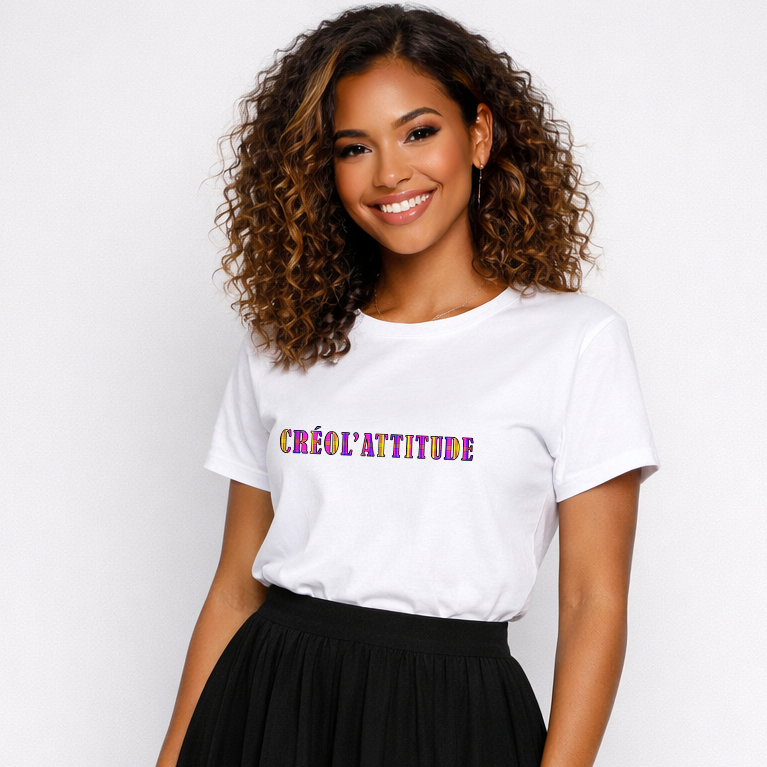 Tee-shirt blanc unisexe Créol'Attitude Madras
