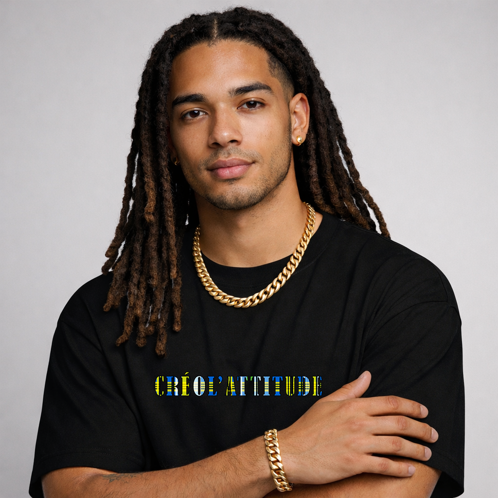 Tee-shirt noir unisexe Créol'Attitude Madras