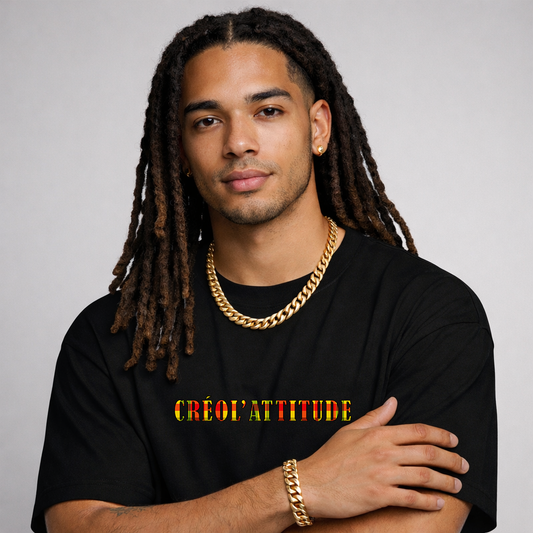 Tee-shirt noir unisexe Créol'Attitude Madras