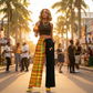 Pantalon évasé Madras - Événement tropical urbain