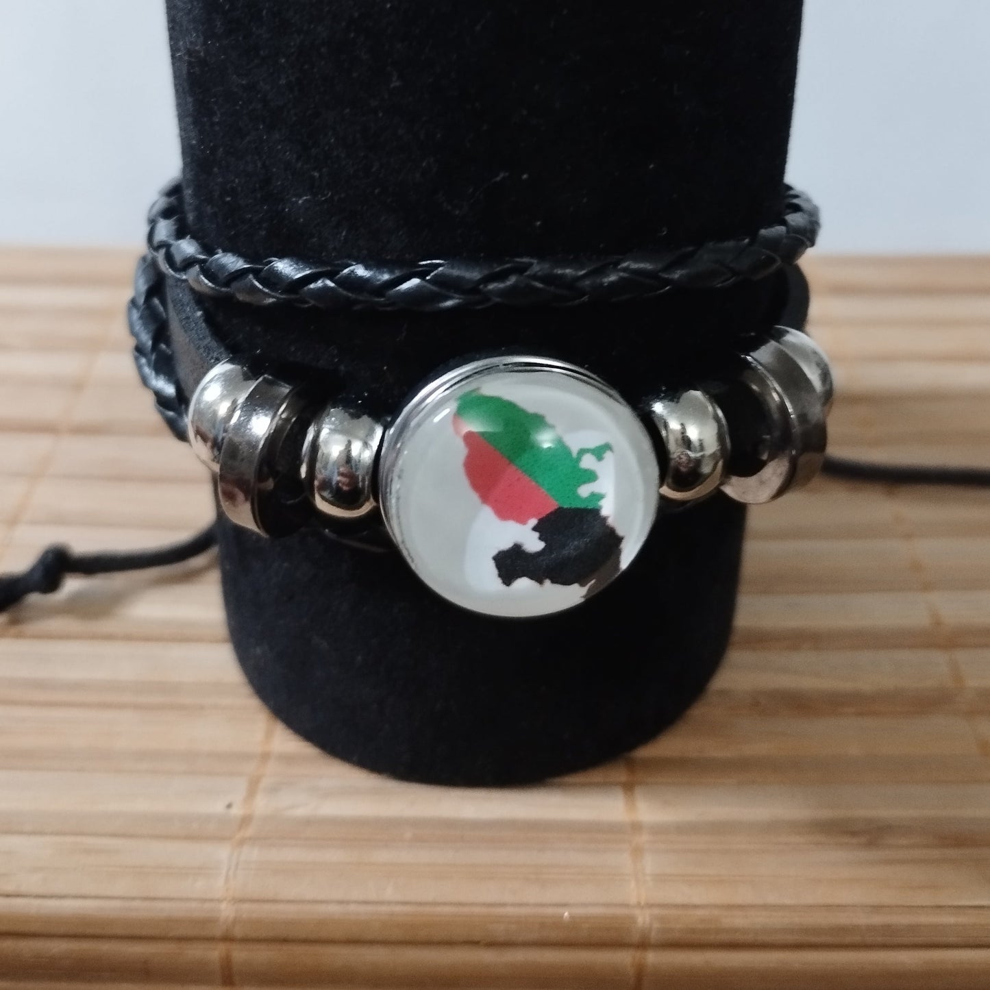 Bracelet en cuir tissé dôme de ton îles/départements
