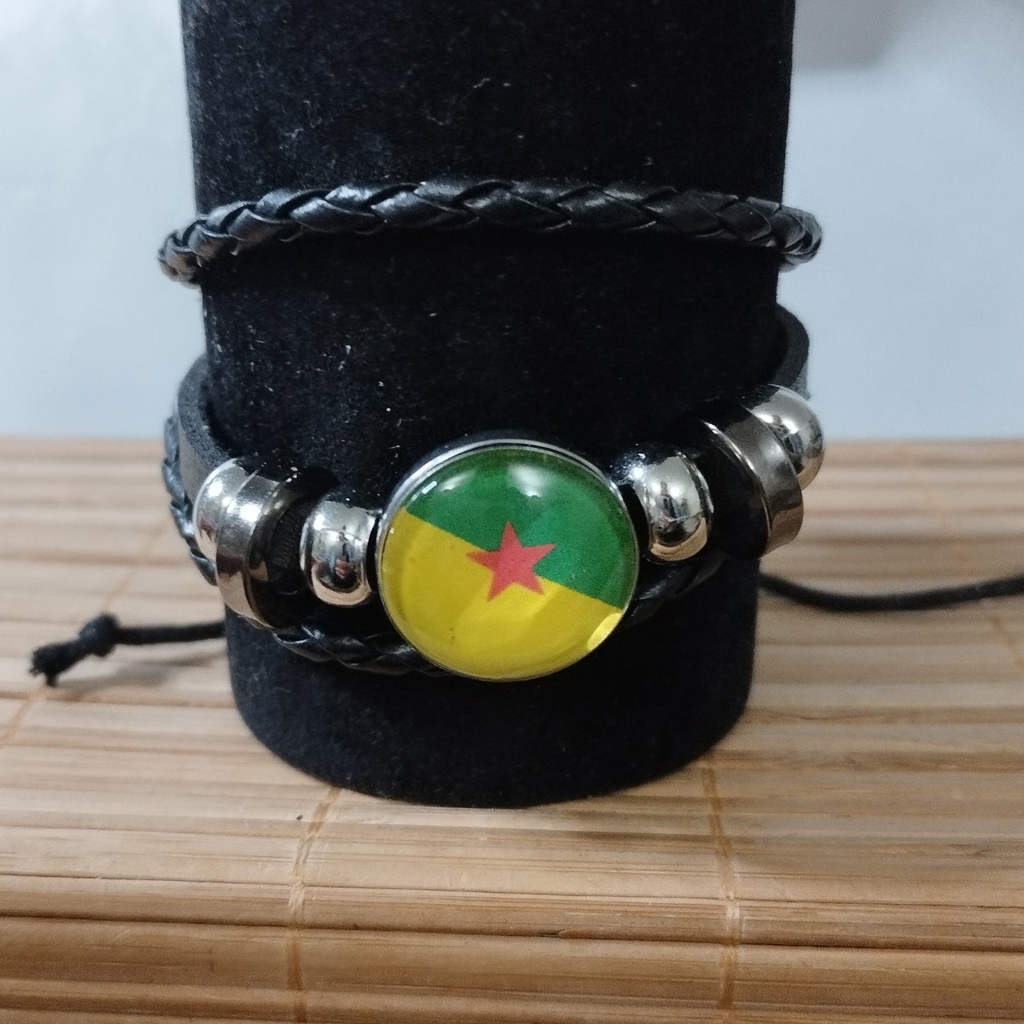 Bracelet en cuir tissé dôme de ton îles/départements