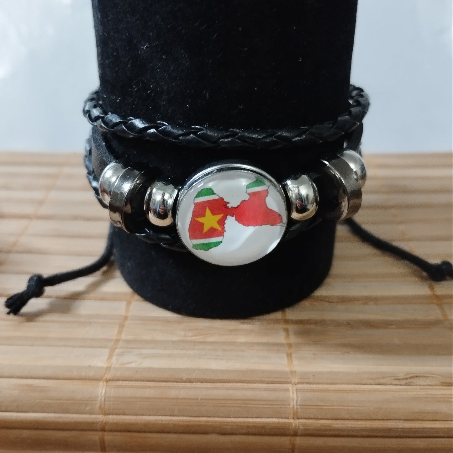 Bracelet en cuir tissé dôme de ton îles/départements