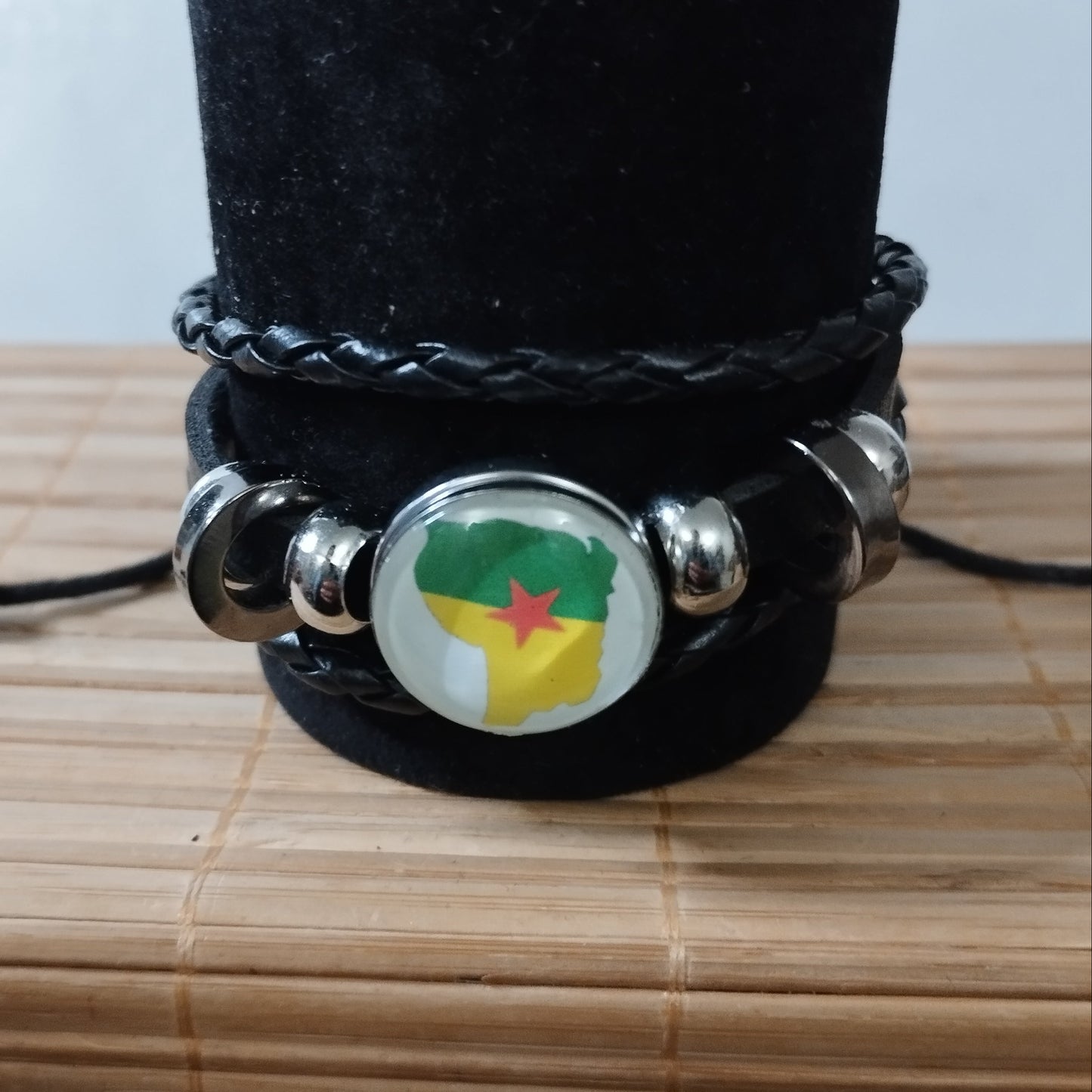 Bracelet en cuir tissé dôme de ton îles/départements