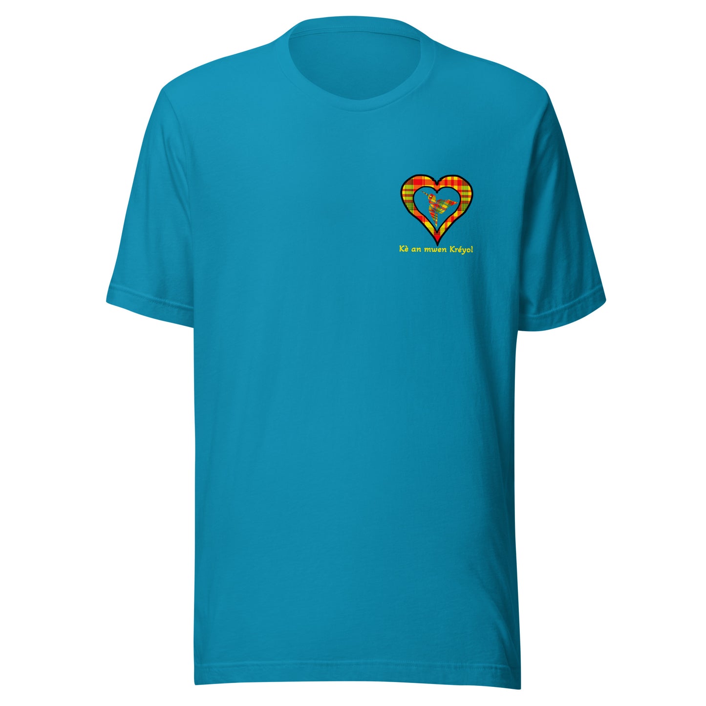 T-shirt ajusté Unisexe Coeur poitrine Madras Sunshine Kè an mwen