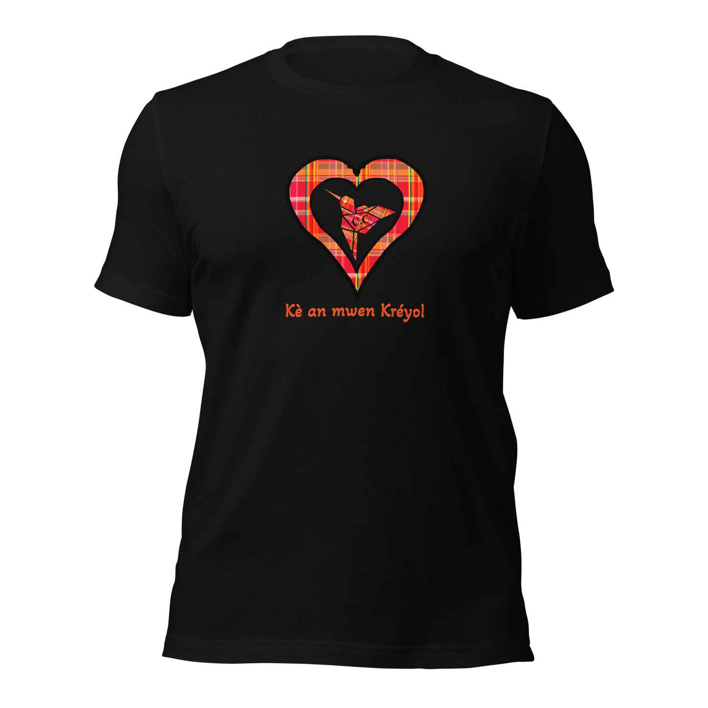 T-shirt ajusté Unisexe Coeur poitrine Madras Rouge Kè an mwen