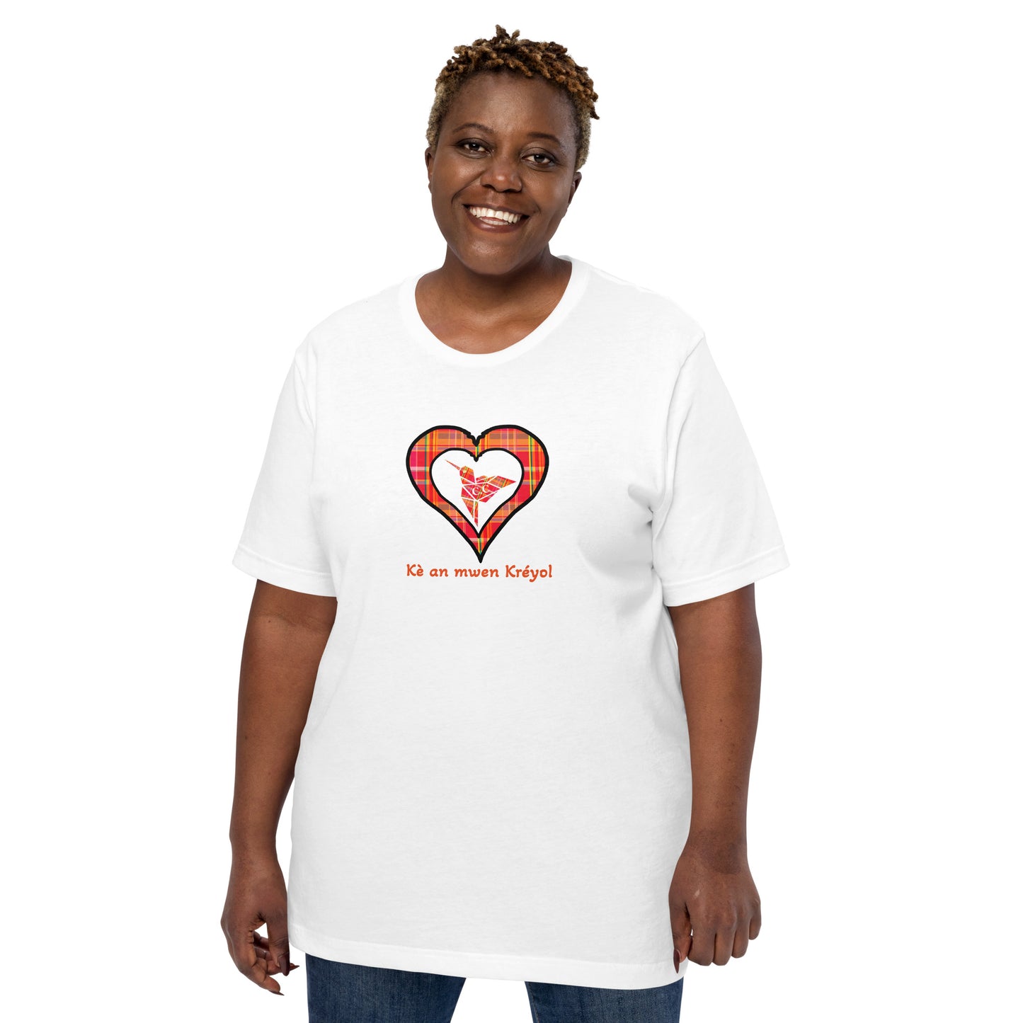 T-shirt ajusté Unisexe Coeur poitrine Madras Rouge Kè an mwen