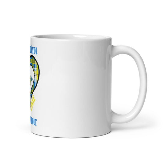 Mug Blanc Brillant Madras Bleu FamFo