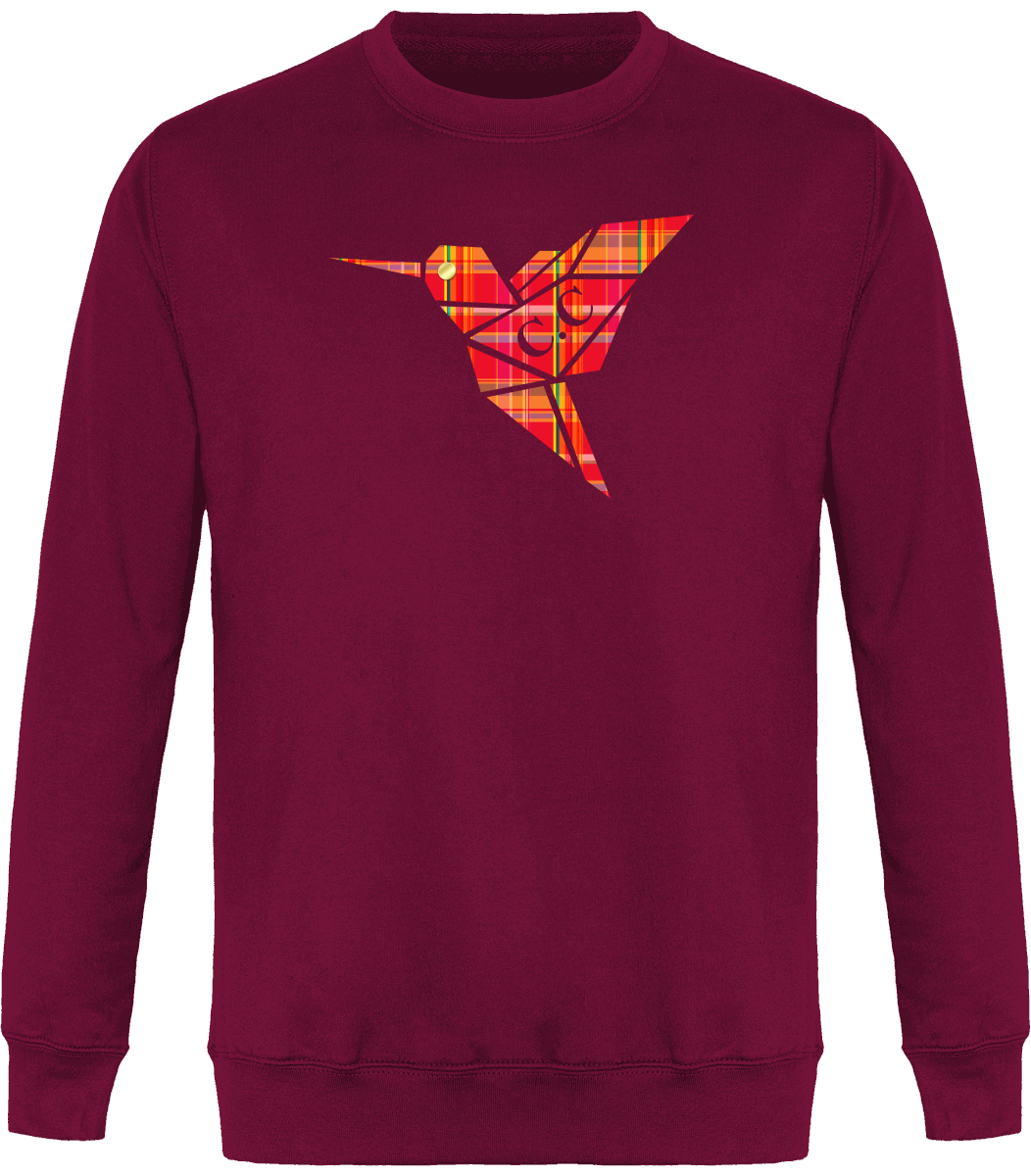 Sweat Col Rond Unisexe Colibri Madras Rouge