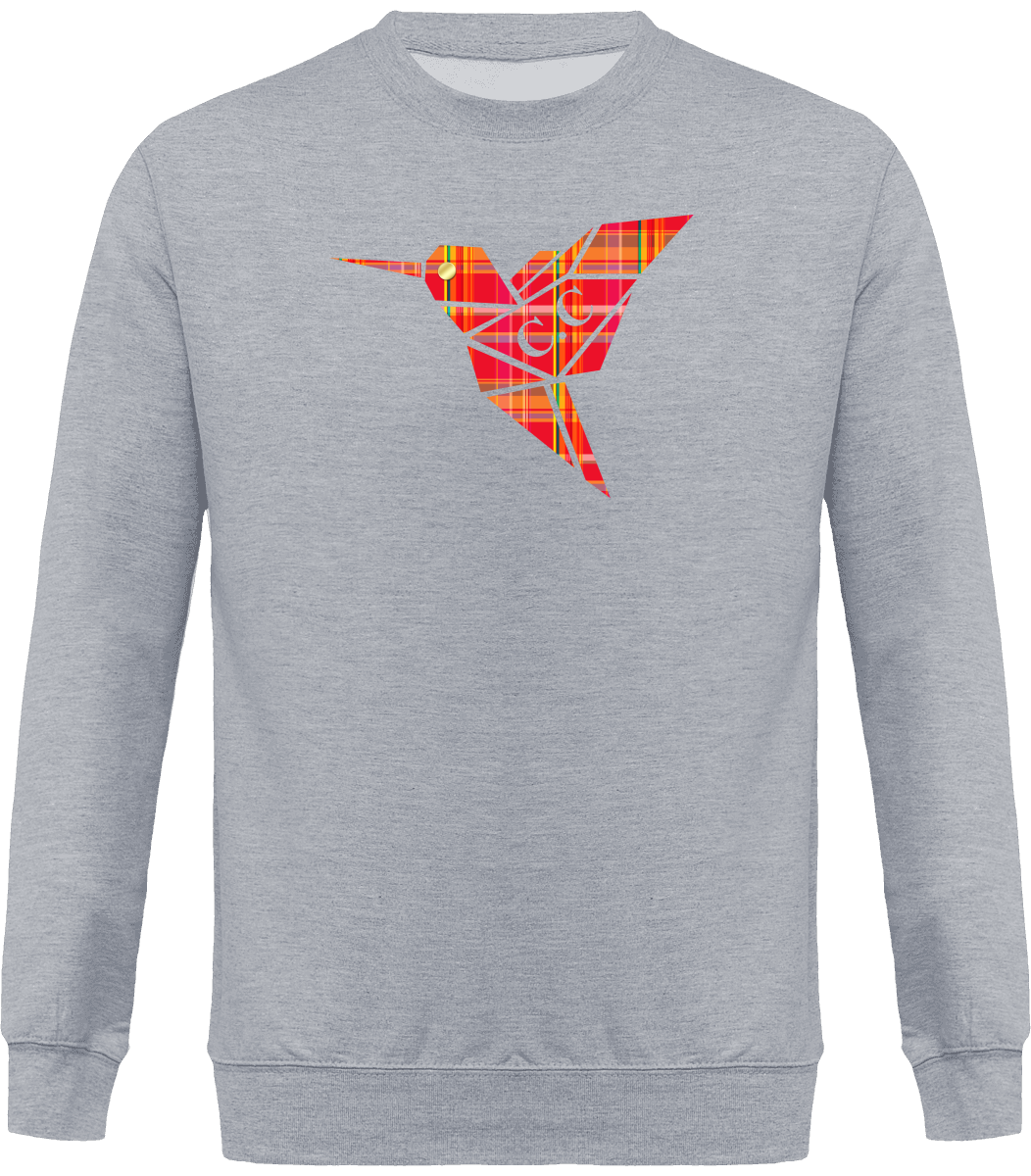 Sweat Col Rond Unisexe Colibri Madras Rouge